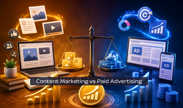 SaaS content vs paid ads comparison for lowering customer acquisition cost