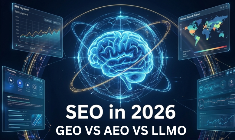 “Difference between GEO, AEO, and LLMO in SEO 2026”