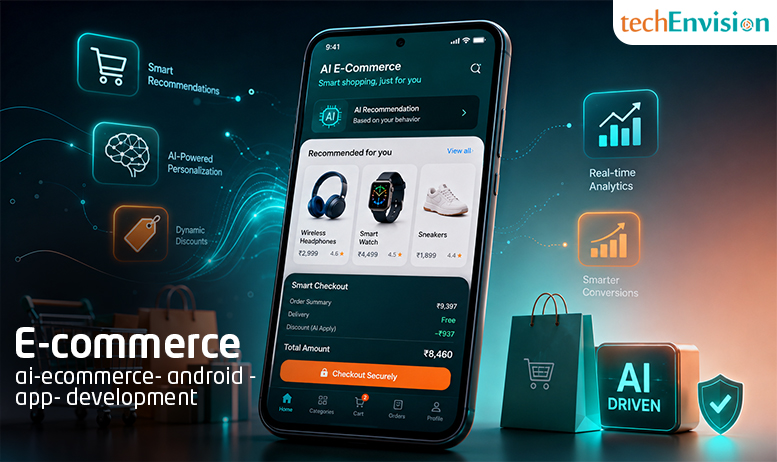AI-powered Android application development in 2026 on a modern smartphone